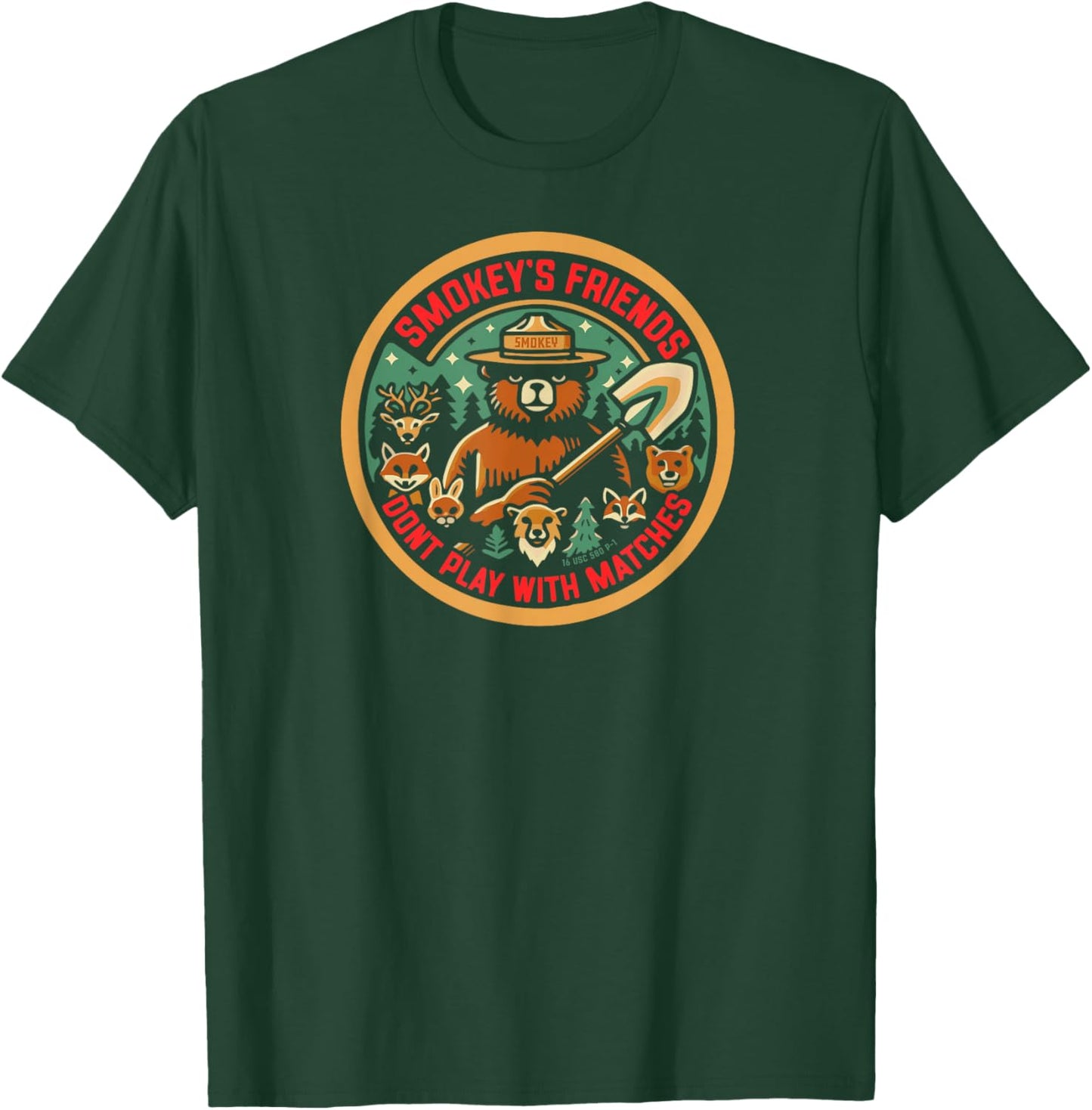 Smokey Bear's Forest Friends Don't Play With Matches Retro T-Shirt - T-Shirt | Forest