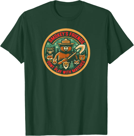 Smokey Bear's Forest Friends Don't Play With Matches Retro T-Shirt - T-Shirt | Forest