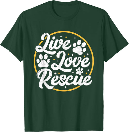 Dog Lover Adopt a Dog or Cat Cute Adoption Live Love Rescue Women Girls Kids T-Shirt - T-Shirt | Forest