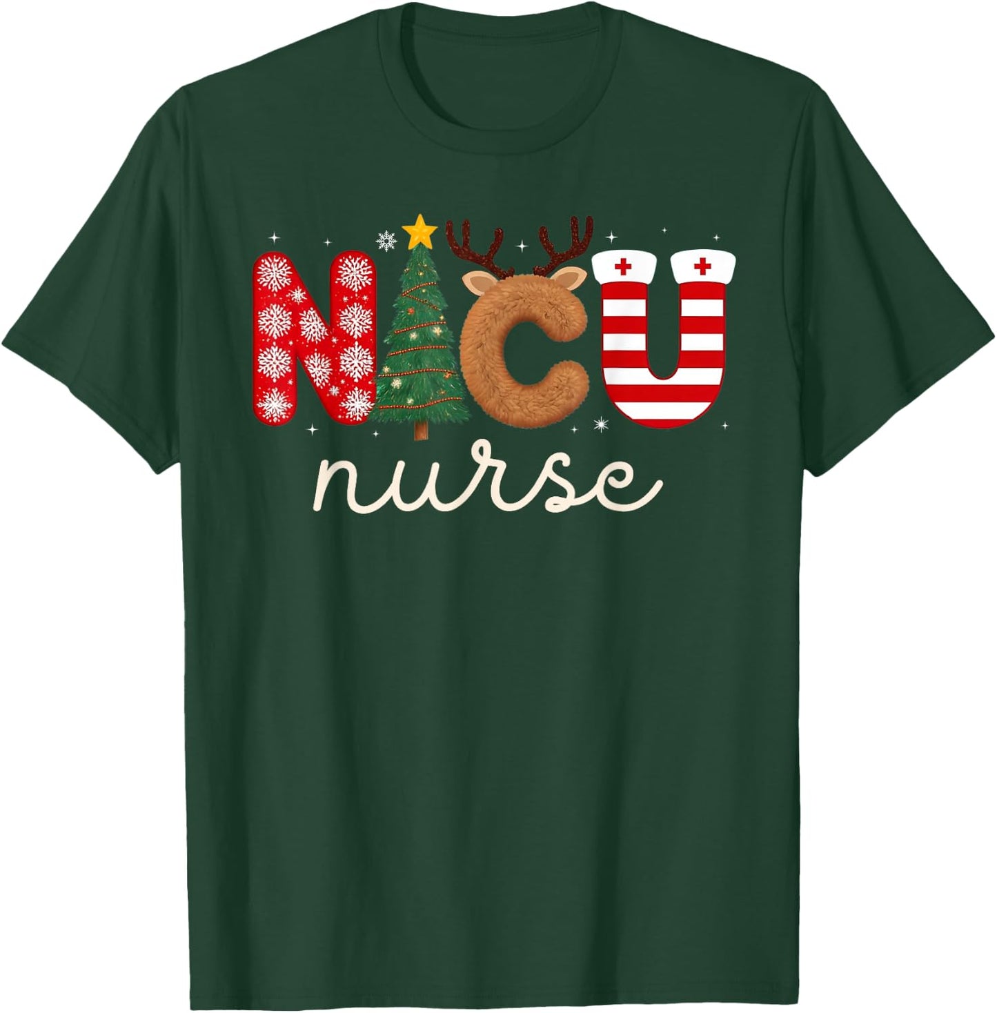 NICU Nurse Christmas Nursing Nicu Nurse Christmas Crew T-Shirt - T-Shirt | Forest