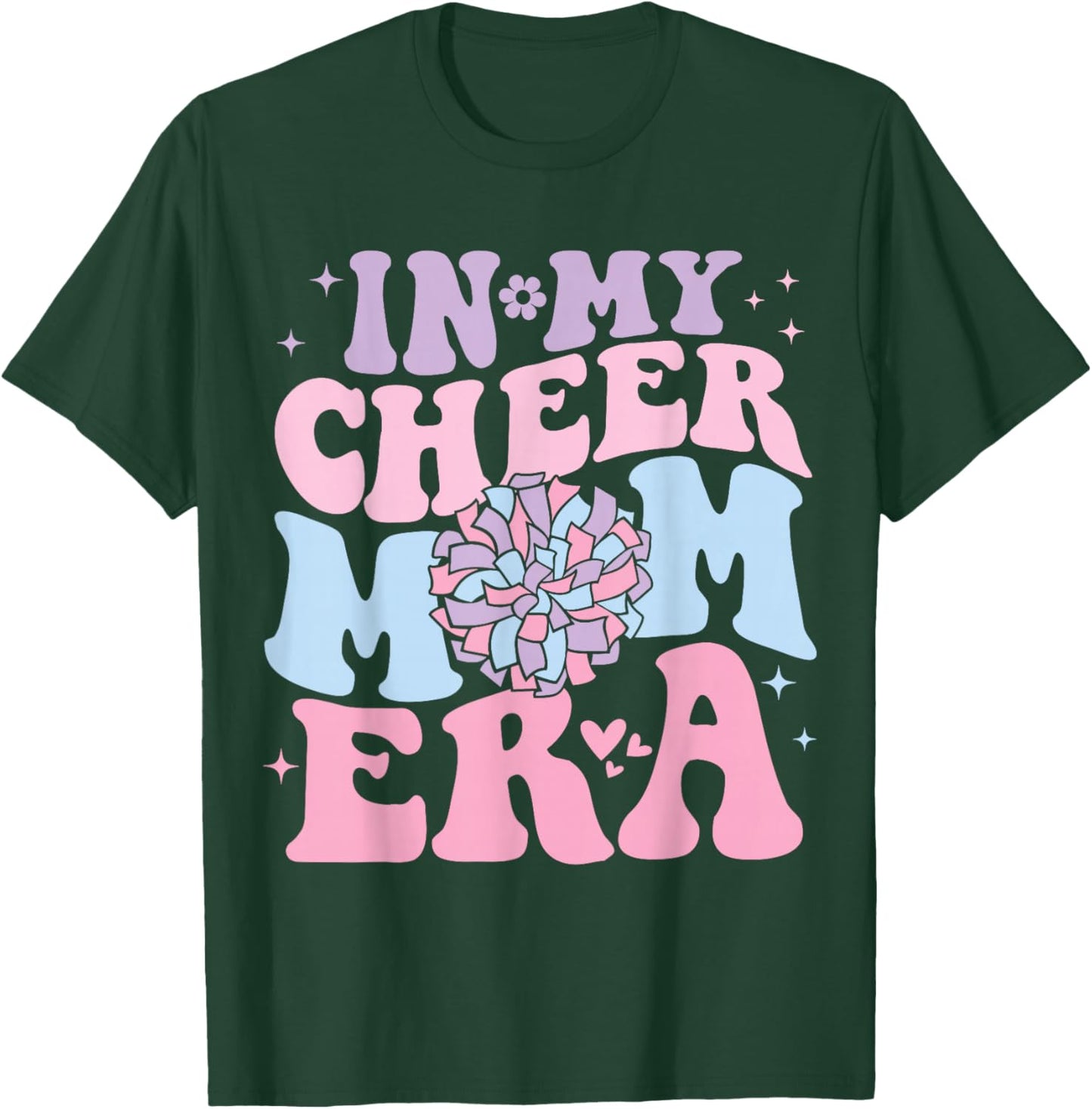 In My Cheer Mom Era Groovy Cheerleading Football Mom Women T-Shirt - T-Shirt | Forest