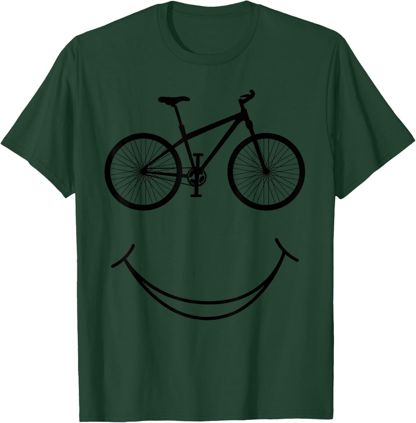 cool Bike Smile Face Funny mountain Cycling Bicycle rider T-Shirt - T-Shirt | Forest