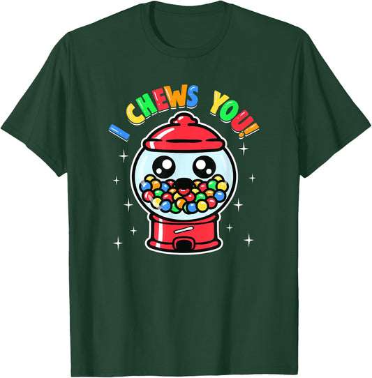 Boys Girls Toddlers Cute I Chews You Bubblegum Machine T-Shirt - T-Shirt | Forest