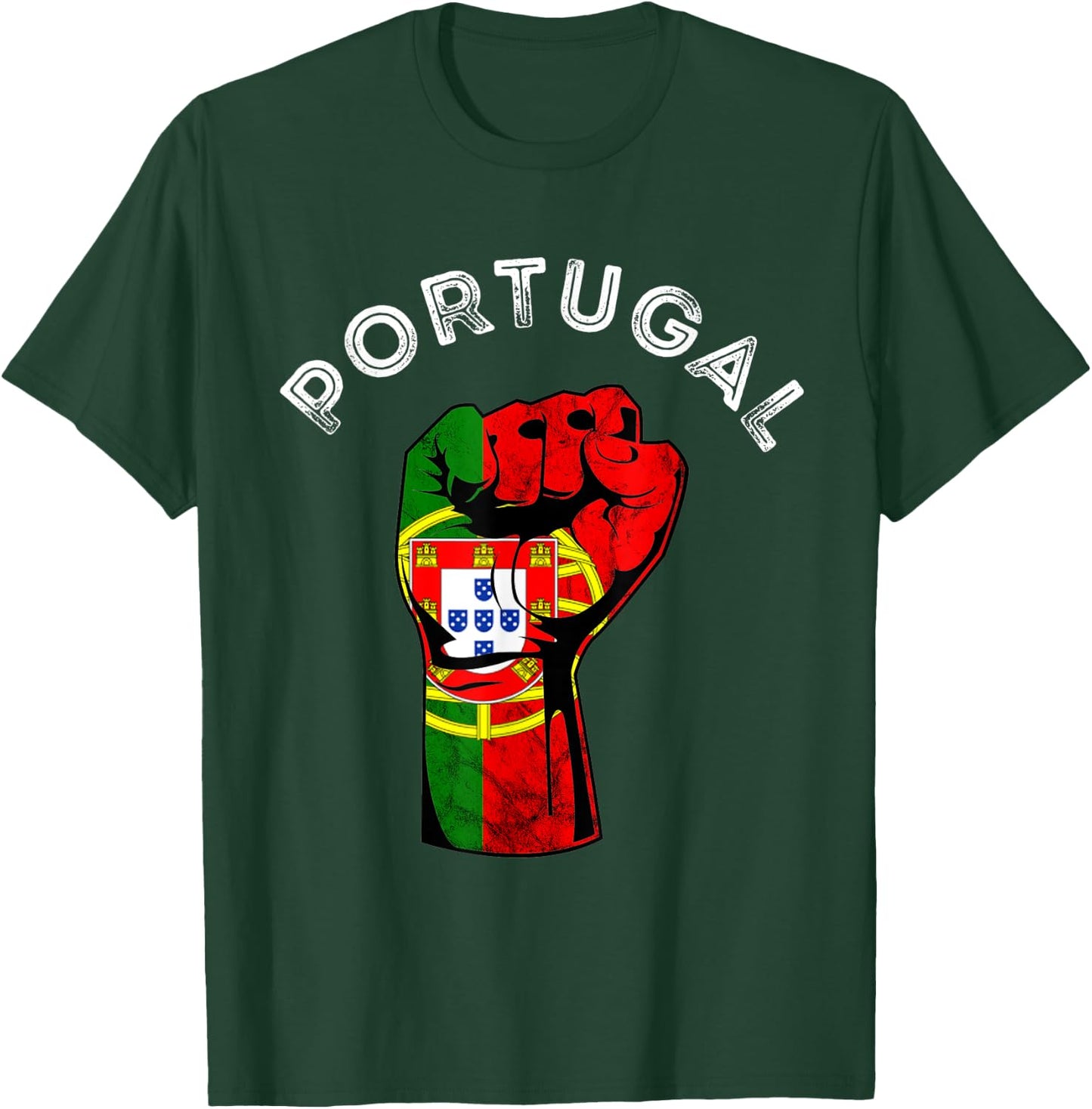 Portugal Hand Fist Power Portuguese Pride Portuguese Flag T-Shirt - T-Shirt | Forest