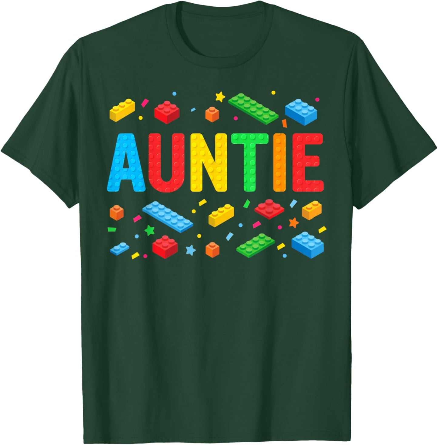 Auntie Master Builder Building Bricks Blocks Family Matching T-Shirt - T-Shirt | Forest