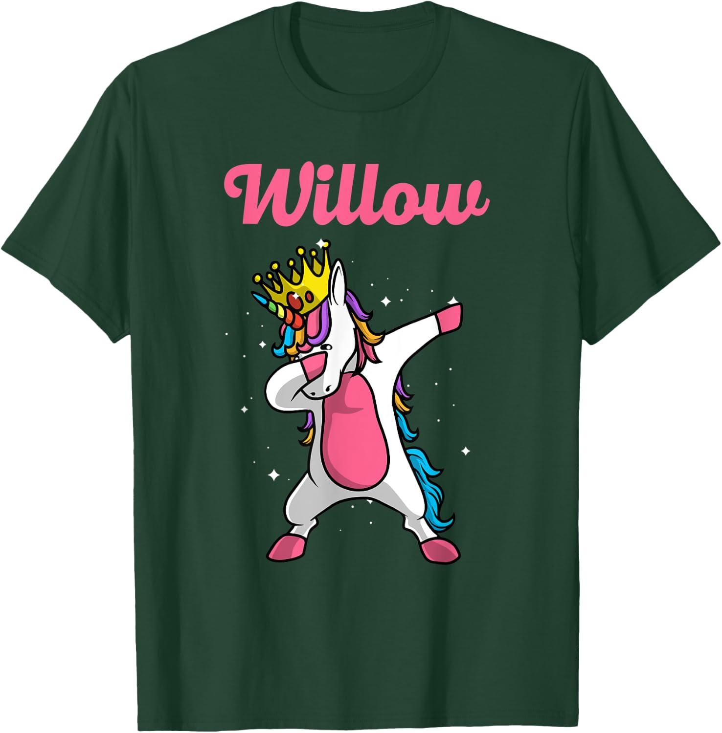 WILLOW Gift Name Personalized Birthday Dabbing Unicorn Queen T-Shirt - T-Shirt | Forest