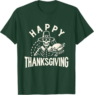 Happy Thanksgiving Skeleton and Turkey T-Shirt - T-Shirt | Forest