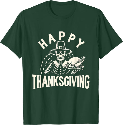 Happy Thanksgiving Skeleton and Turkey