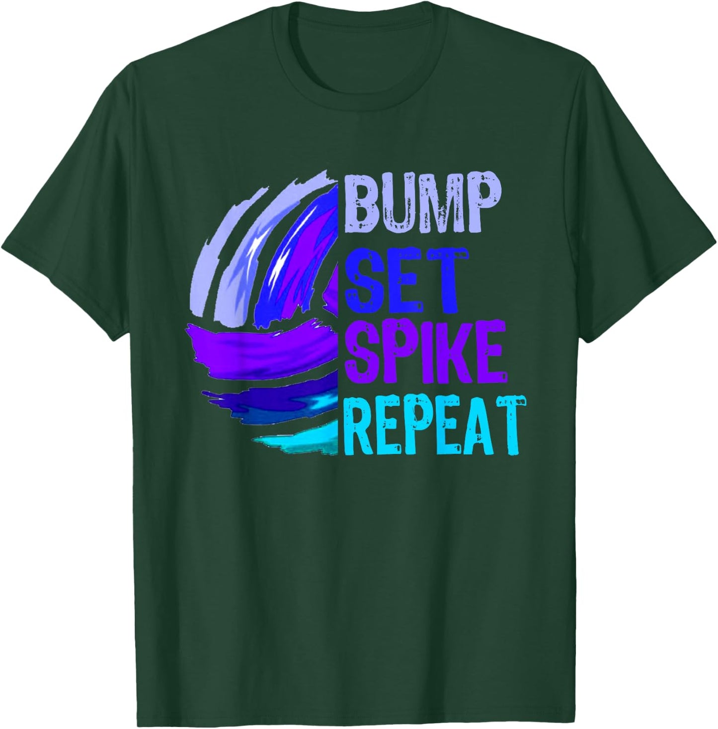 Girls Volleyball Bump Set Spike Repeat Blue/Purple T-Shirt - T-Shirt | Forest