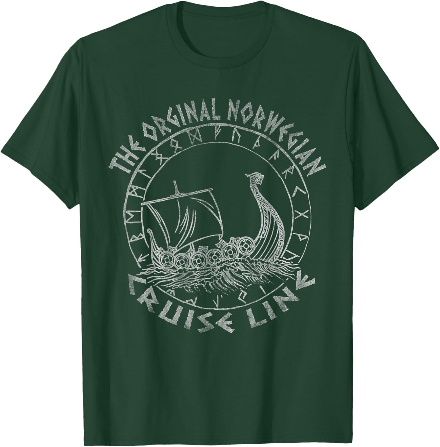The Original Norwegian Cruise Line Rune Circle Viking Ship T-Shirt - T-Shirt | Forest