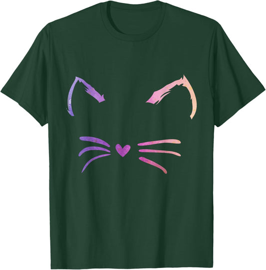 Cat Ears Decorations Feline Whiskers Cute Cat Toy Women Girls Kids T-Shirt - T-Shirt | Forest