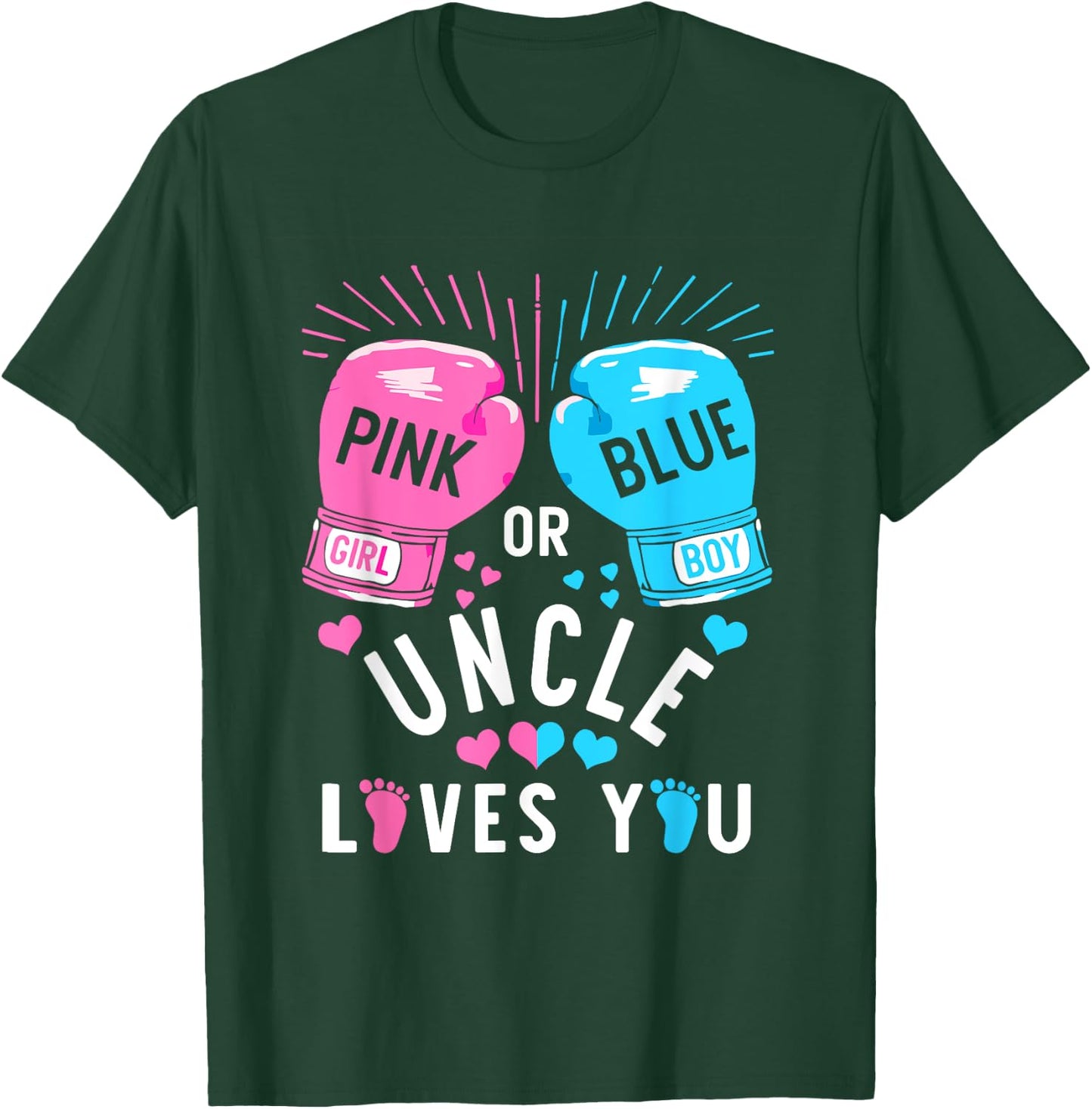 Pink Or Blue Uncle Loves You Boxing Gender Reveal Party T-Shirt - T-Shirt | Forest
