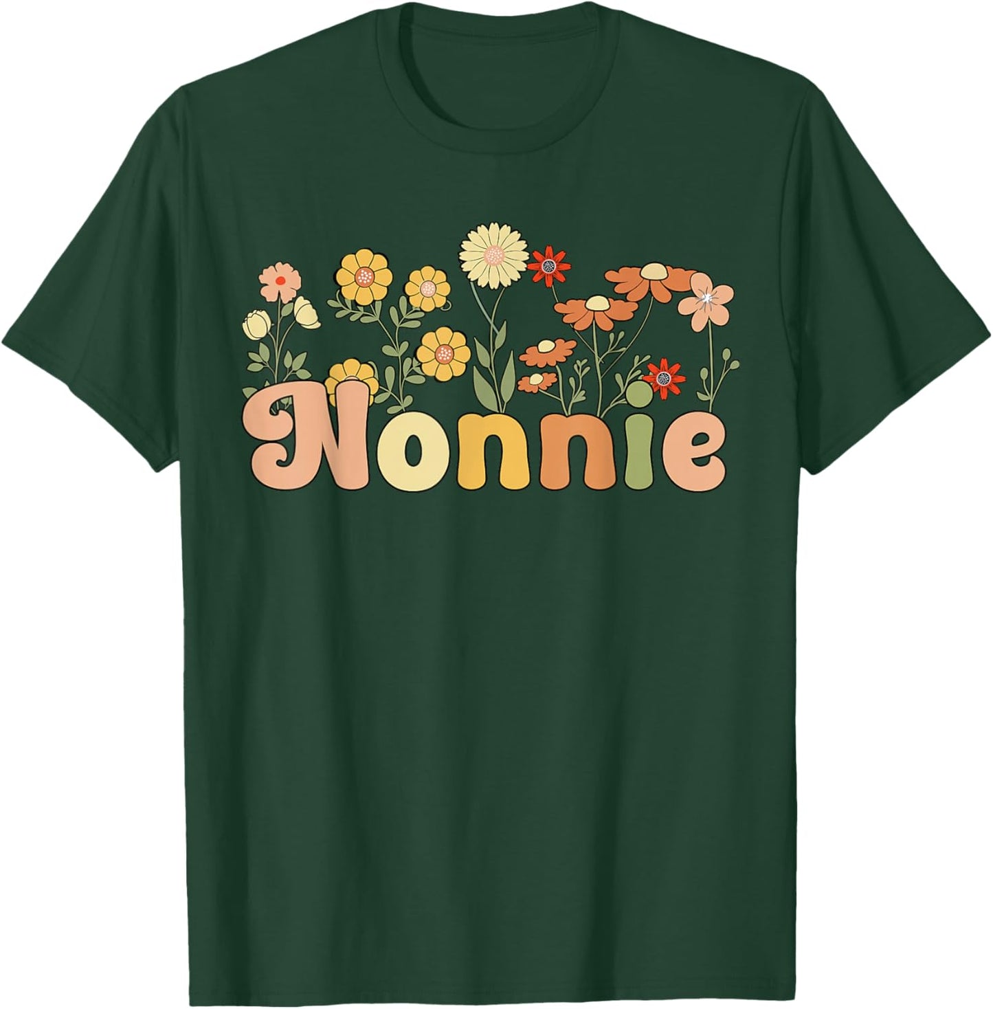 Groovy Nonnie Grandmother Flowers Nonnie Grandma T-Shirt - T-Shirt | Forest