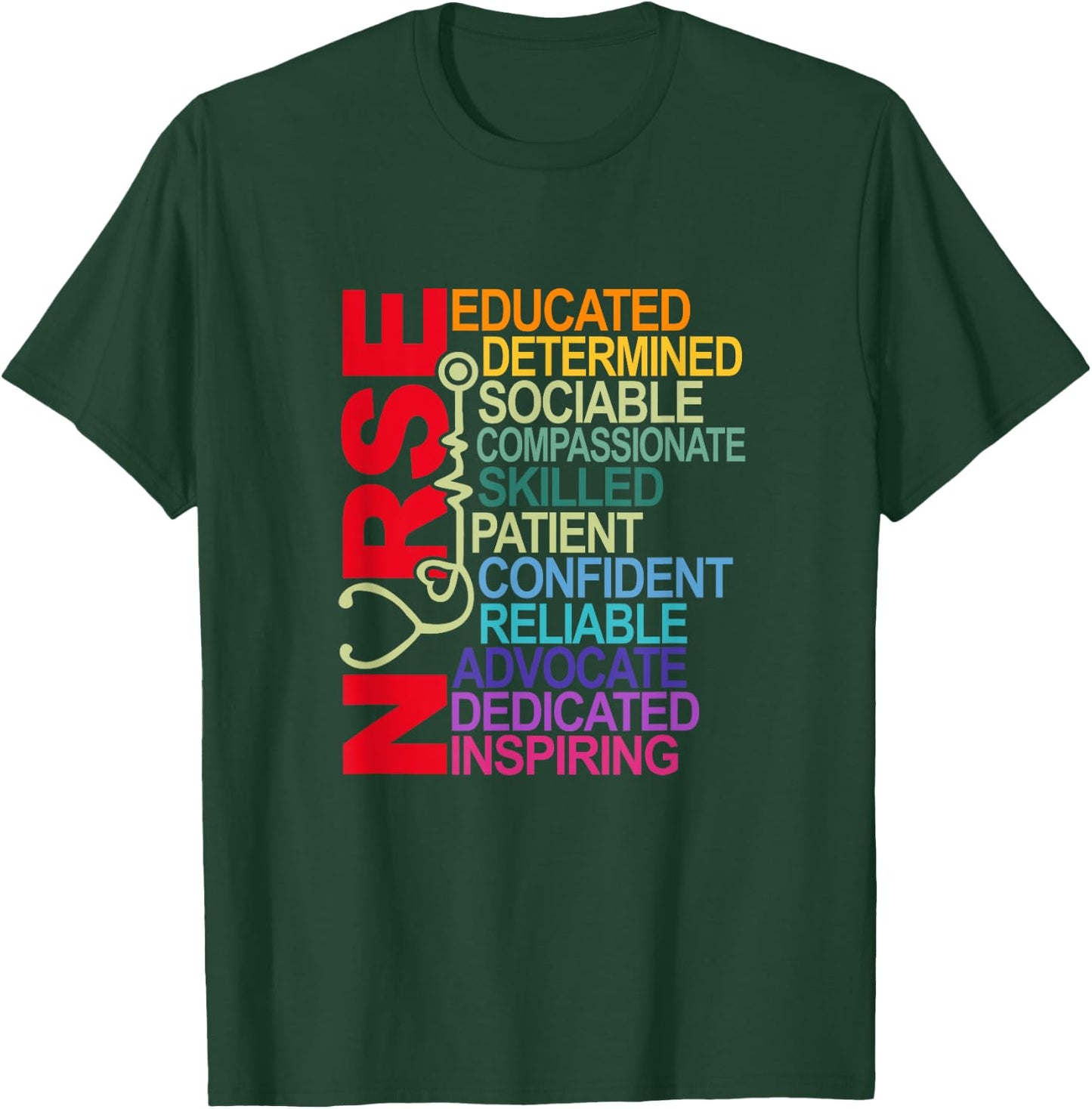 Nurse Educated Determined Sociable Nurse Squad RN Nurse Life T-Shirt - T-Shirt | Forest