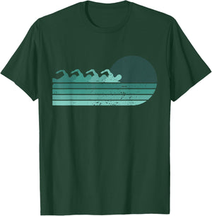 Funny Retro Swimming Swimmer Sports Coach Athlete T-Shirt - T-Shirt | Forest