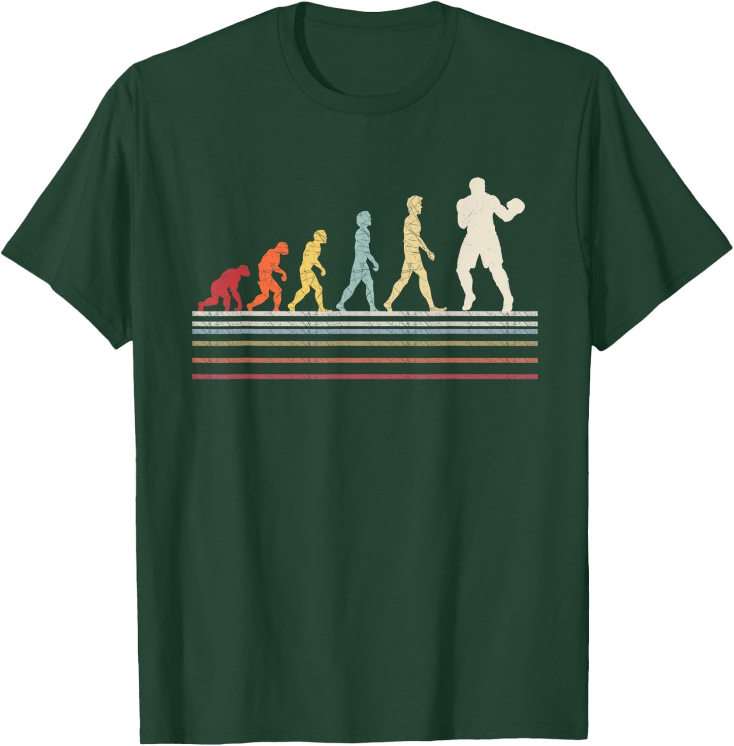 Boxing Evolution Funny Boxer Gift Retro Vintage Boxing T-Shirt - T-Shirt | Forest
