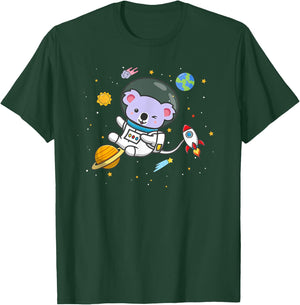Cute Kids Boys Girls Cartoon Kawaii Space Koala Bear Lover T-Shirt - T-Shirt | Forest