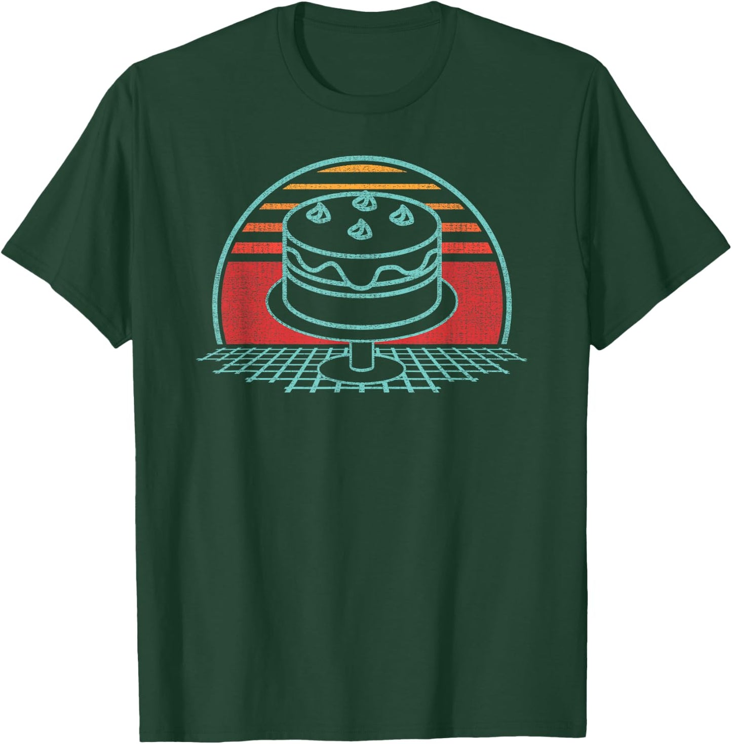 Cake Retro Foodie Vintage 80s Style Gift T-Shirt - T-Shirt | Forest