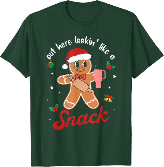 Out Here Looking Like A Snack Gingerbread BouJee Christmas T-Shirt - T-Shirt | Forest