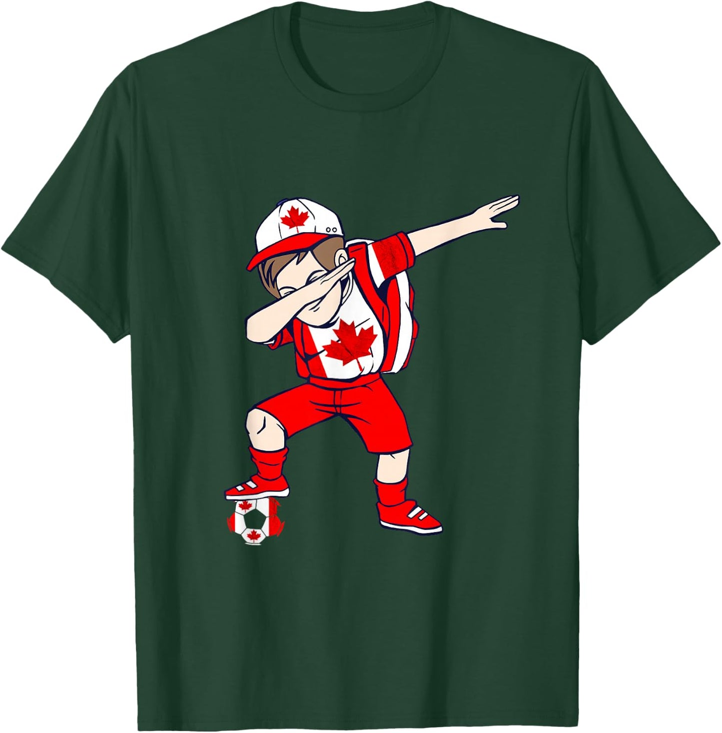 Canadian Soccer Team Dabbing Boy Canadian Roots Canada T-Shirt - T-Shirt | Forest