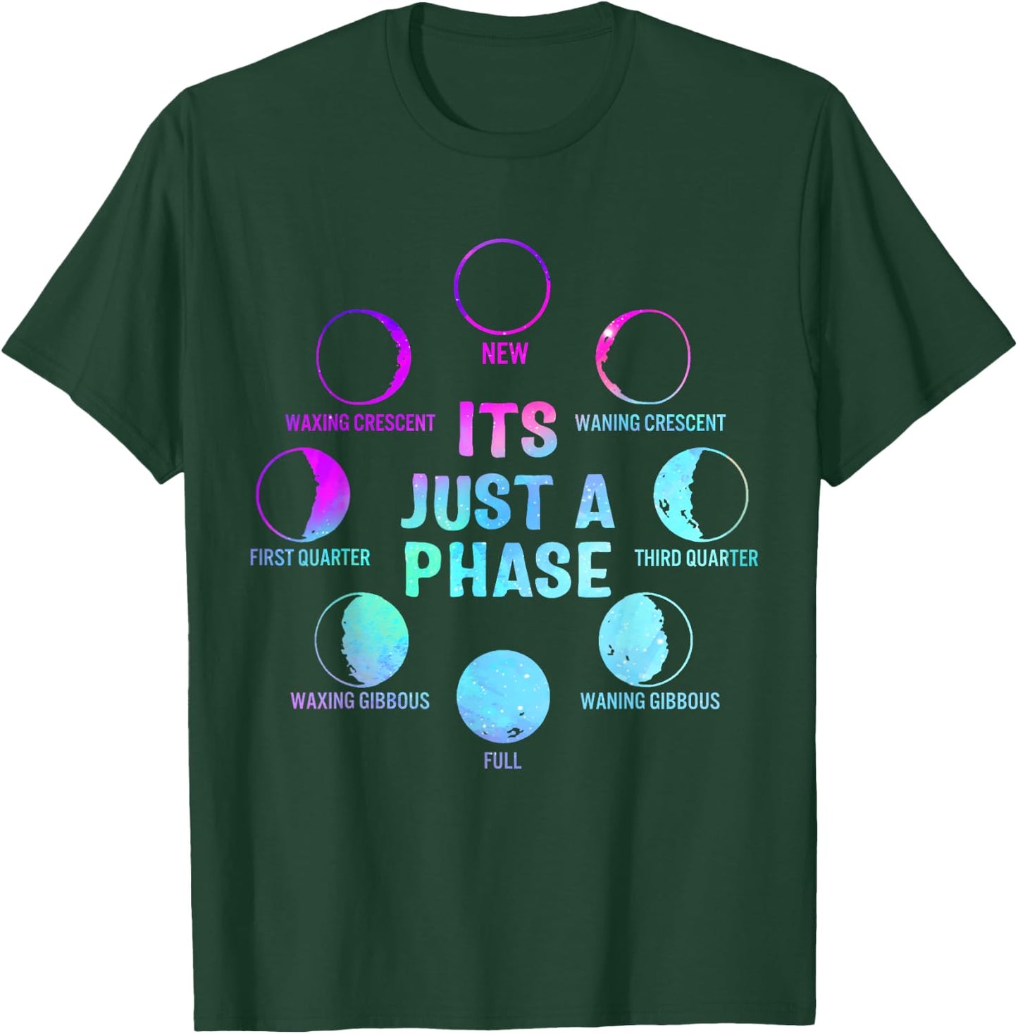 It's Just A Phase Celestial Moon Lunar Cycle Astronomy Kids T-Shirt - T-Shirt | Forest