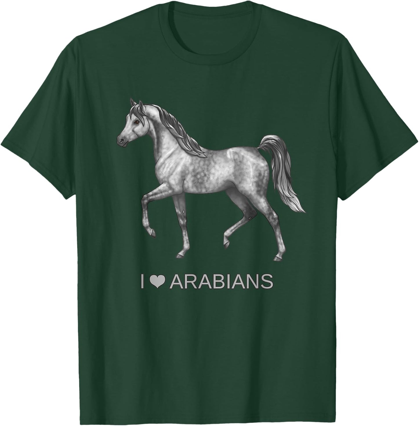 I Heart (Love) Arabians Trotting Gray Horse Lover Gift T-Shirt - T-Shirt | Forest
