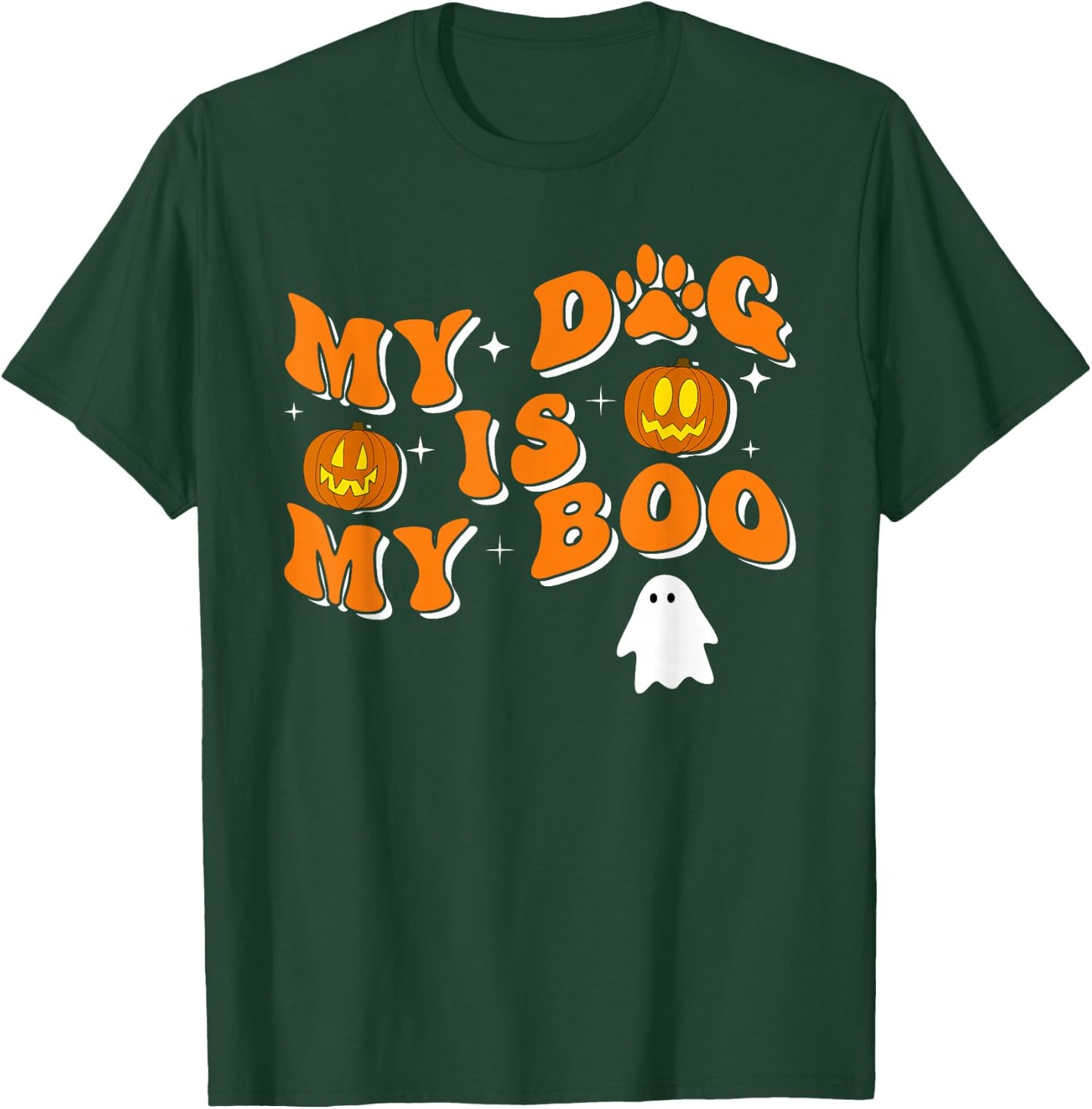My Dog Is My Boo Groovy Ghost Dog Halloween Funny T-Shirt - T-Shirt | Forest