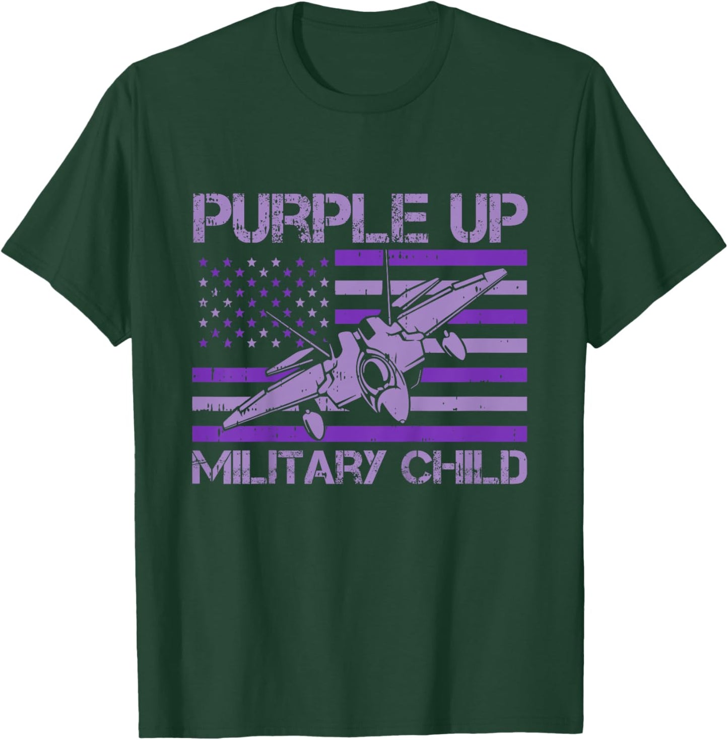 Kids Purple Up Military Child American Flag Army Soldier Child T-Shirt - T-Shirt | Forest