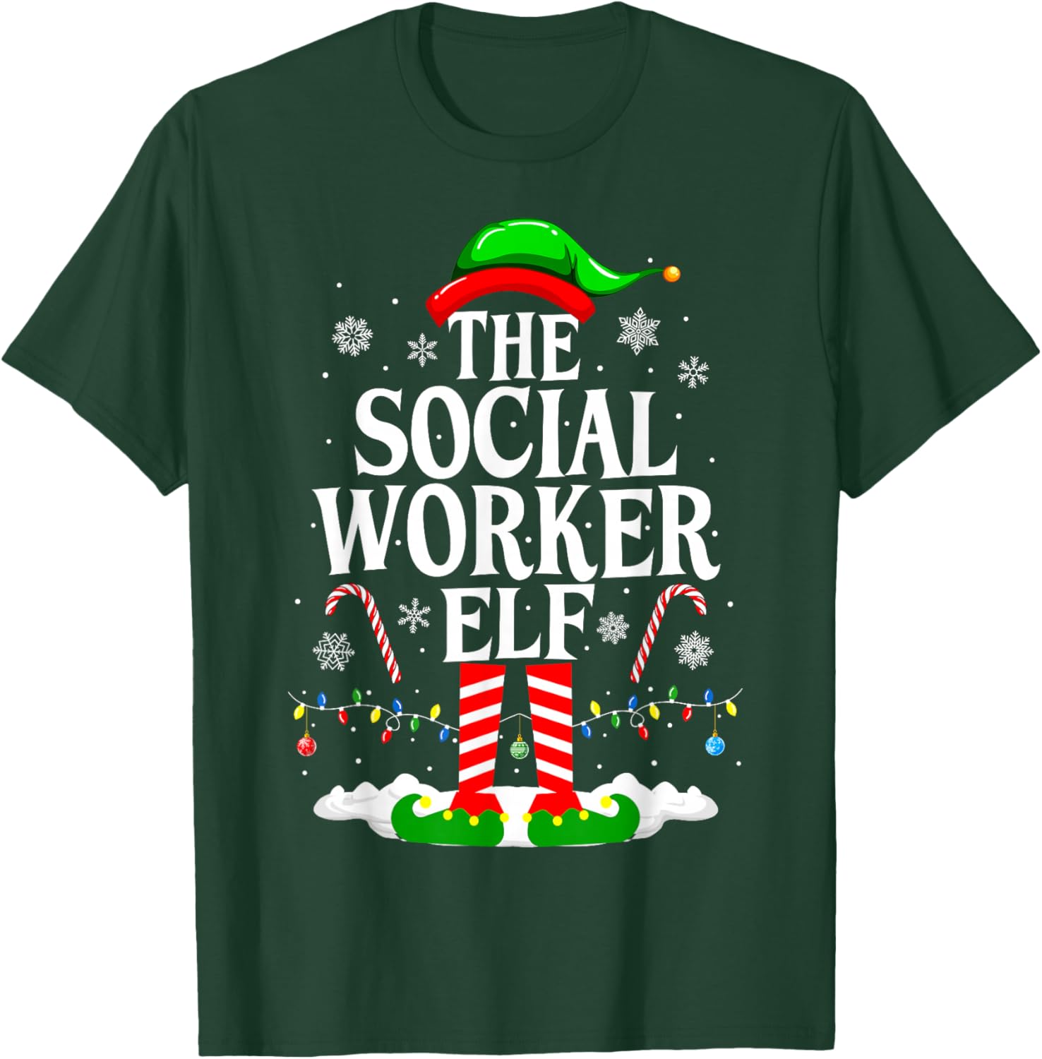 The Social Worker Elf Xmas Funny Christmas Social Worker T-Shirt - T-Shirt | Forest