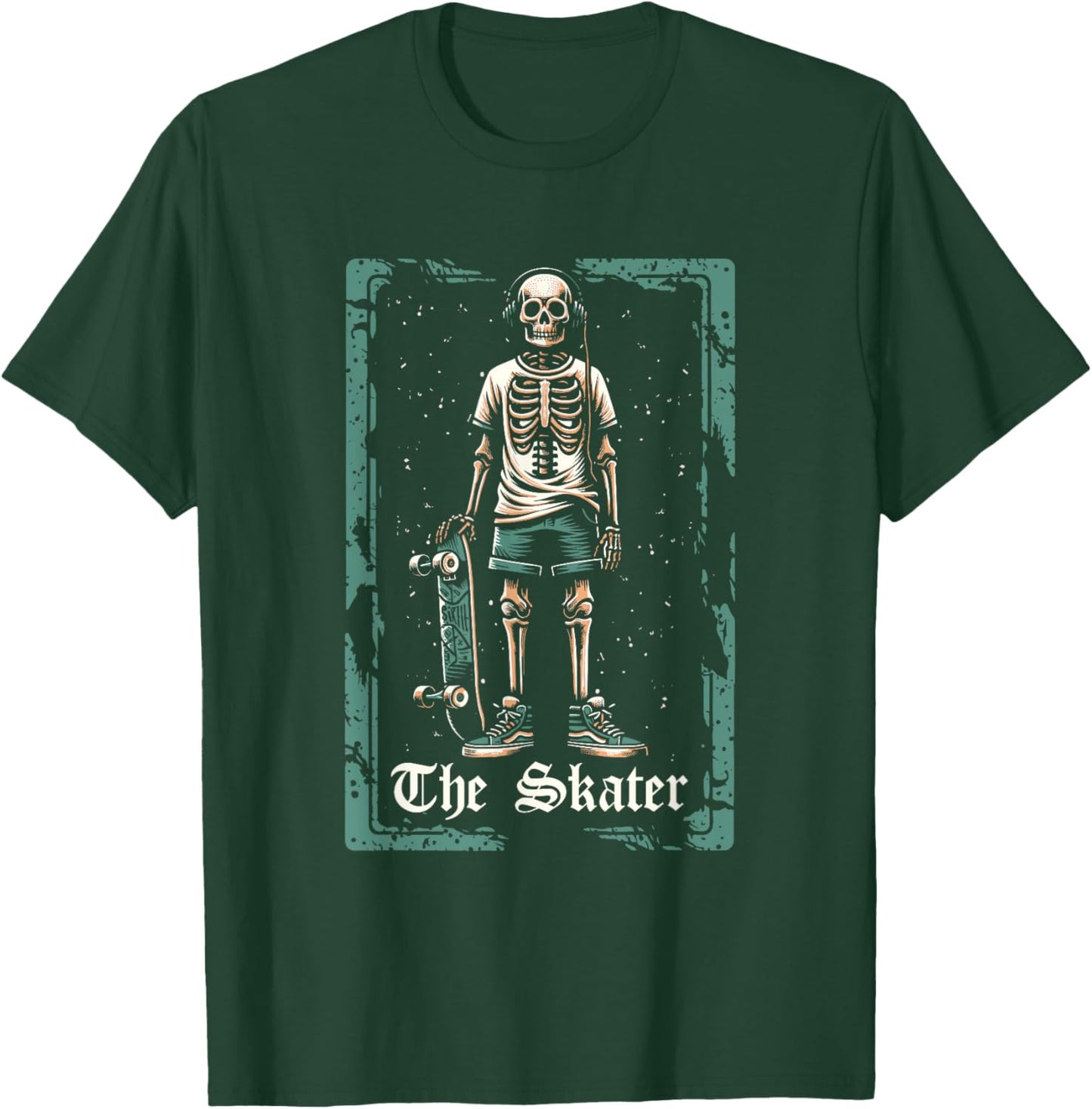 Skateboard Skater Skateboarder - Skeleton Tarot Card T-Shirt - T-Shirt | Forest
