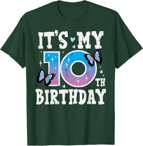 Its My 10th Birthday Butterfly Bday 10 Years Old Girls Kids