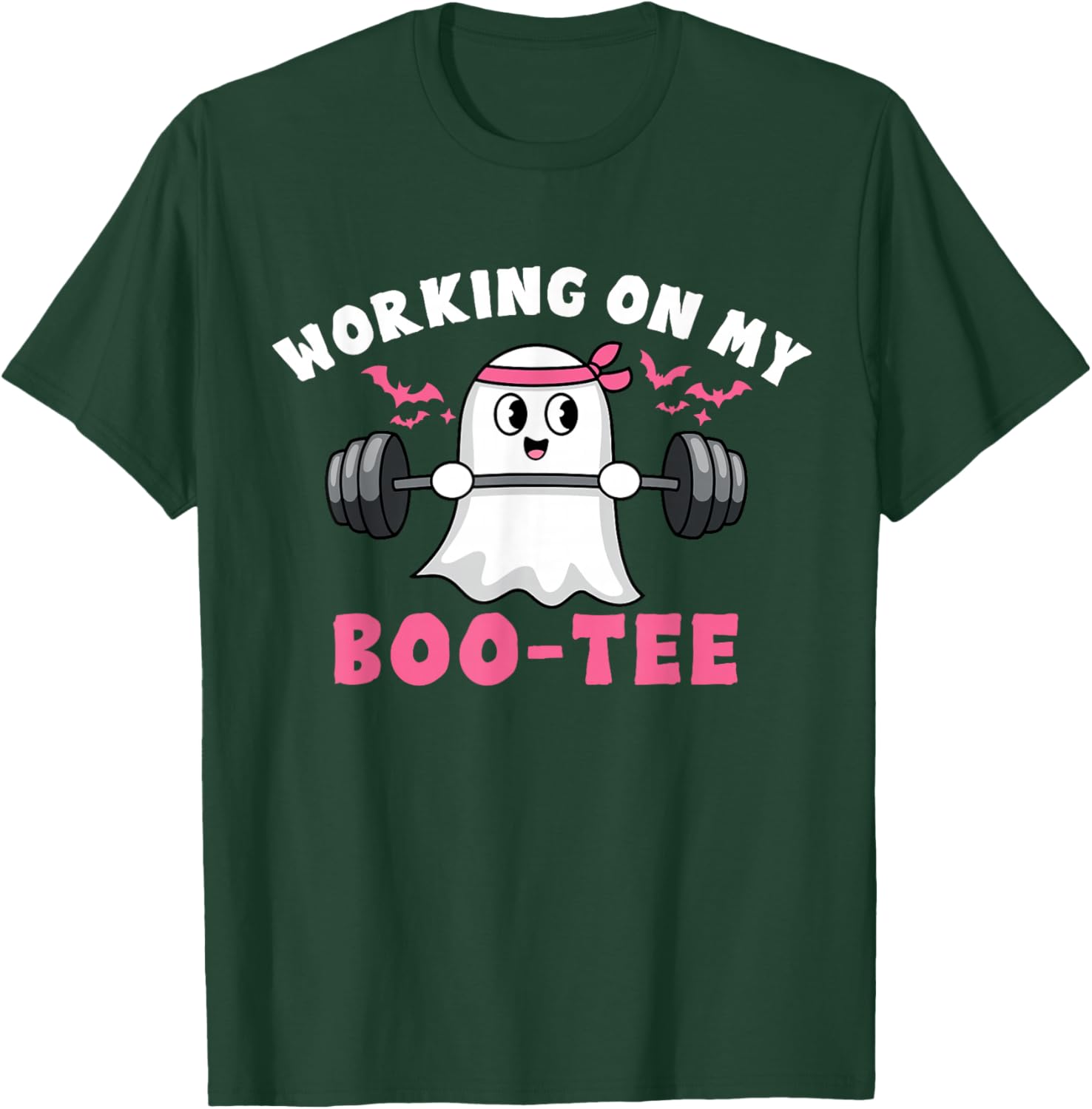 Working on My Boo Halloween Dead Lift Ghost Gym T-Shirt - T-Shirt | Forest
