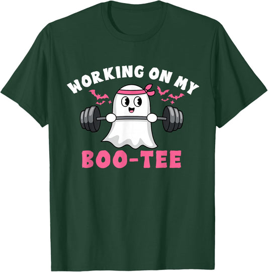Working on My Boo Halloween Dead Lift Ghost Gym T-Shirt - T-Shirt | Forest