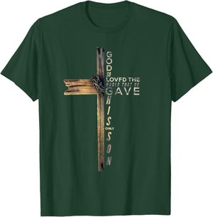 John 3:16 Christian Cross Bible T-Shirt - T-Shirt | Forest