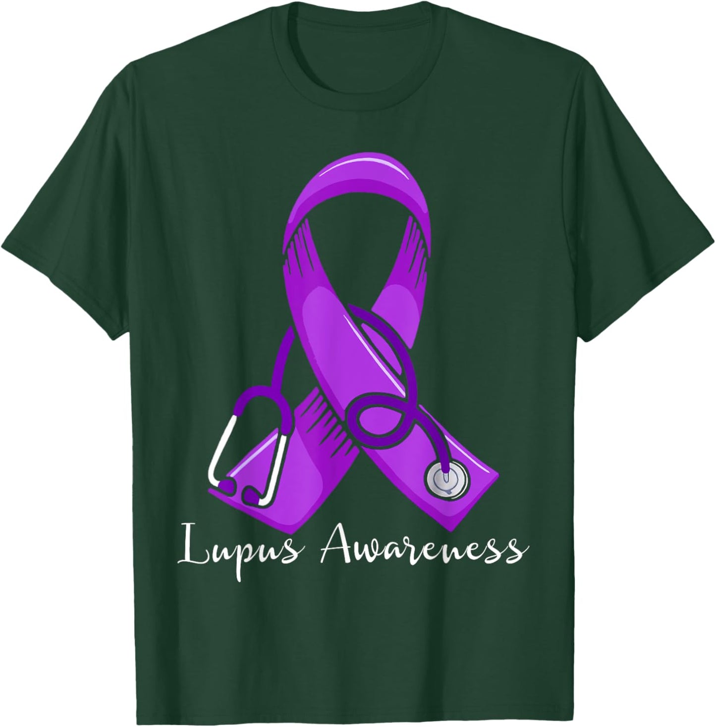Lupus Awareness Wear Purple Ribbon Support Nurse Doctor T-Shirt - T-Shirt | Forest