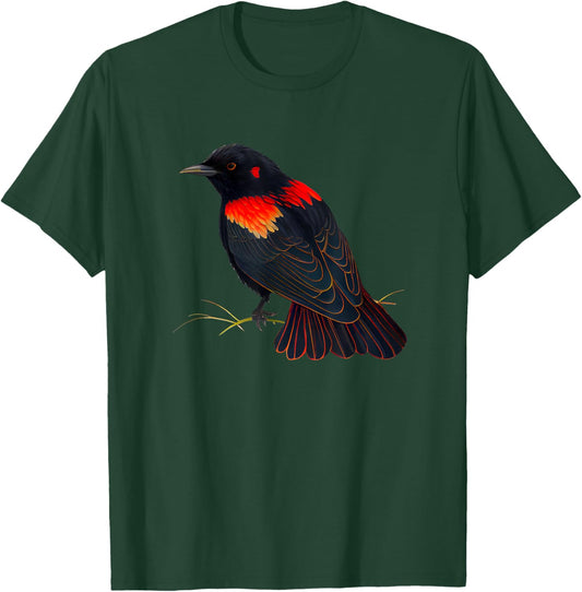 Red-Winged Blackbird Flying Red Winged Blackbird T-Shirt - T-Shirt | Forest