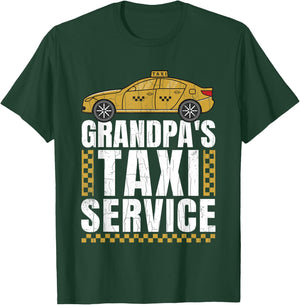 Grandpa's Taxi Service Funny Taxi Driving Cab Lover Graphic T-Shirt - T-Shirt | Forest
