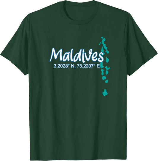 Maldives Islands Coordinates, Tourist Vacation T-Shirt - T-Shirt | Forest
