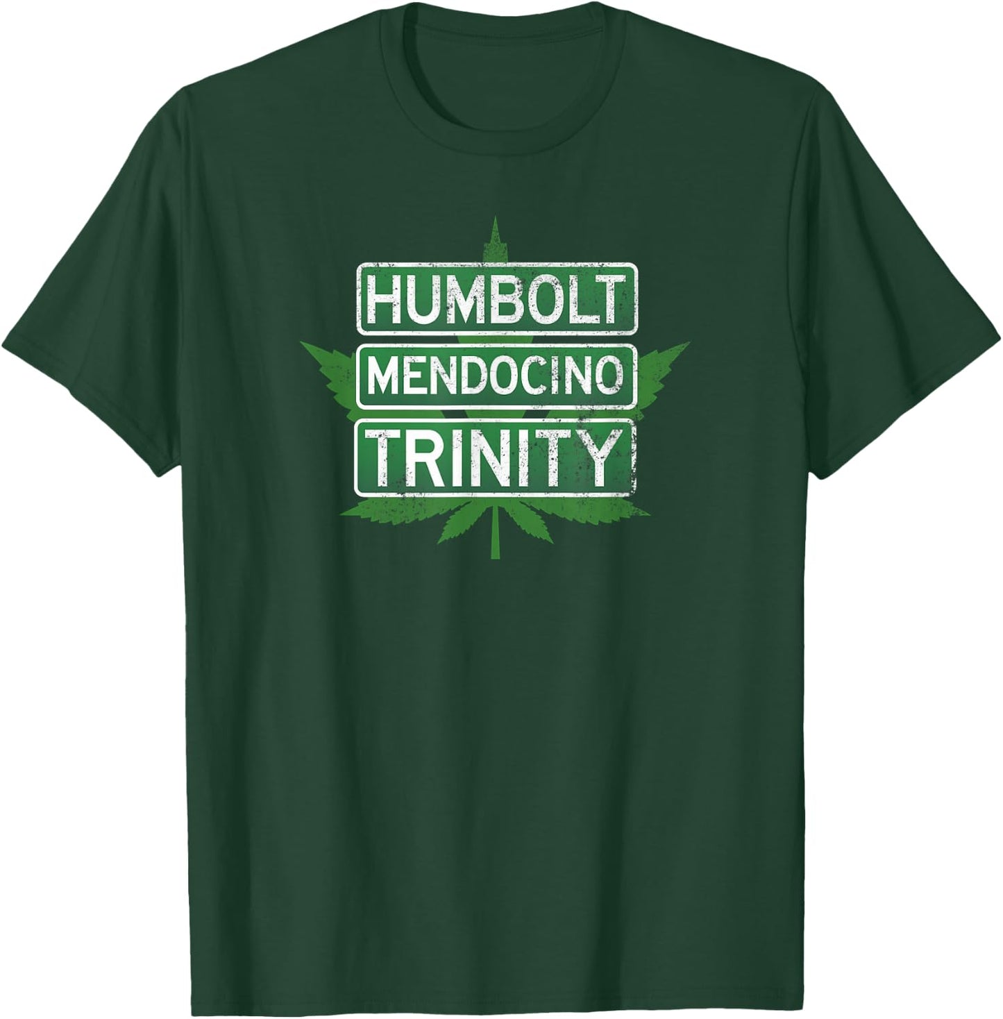 Humbolt Mendocino Trinity | Distressed Style T-Shirt - T-Shirt | Forest