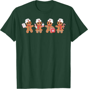 Cute Nurse Squad Gingerbread Christmas Holiday Pajamas Funny T-Shirt - T-Shirt | Forest