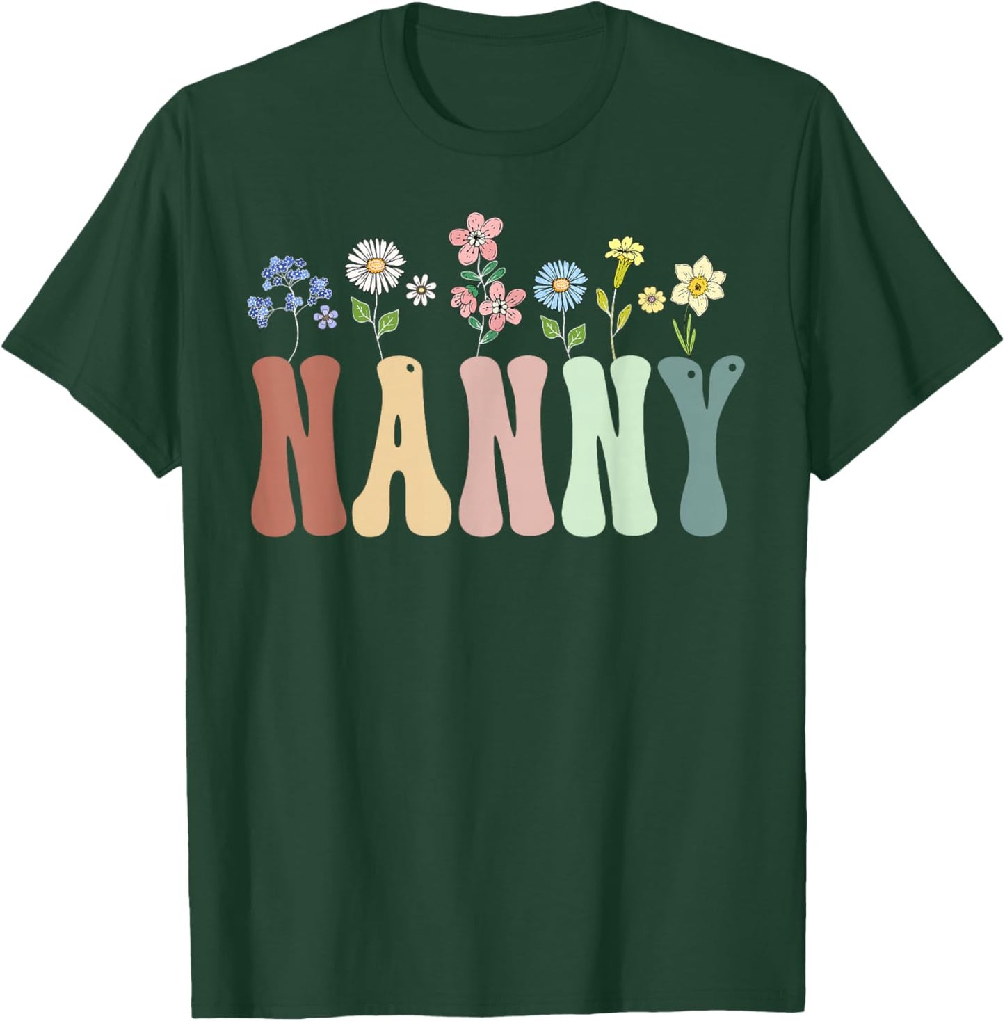 Nanny Gifts Women Wildflower Floral Design Nanny T-Shirt - T-Shirt | Forest