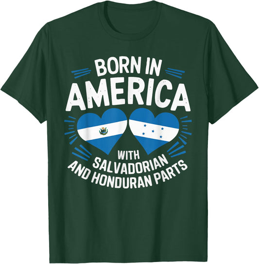 Half Honduran Half Savadorian El Salvador Flag Honduras T-Shirt - T-Shirt | Forest