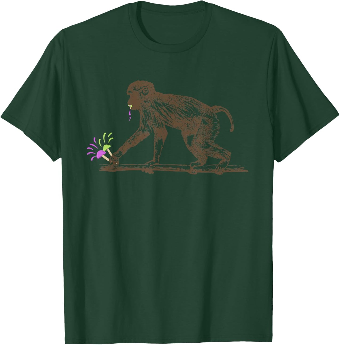 Stoned Ape Theory Magic Mushrooms Eating Monkey T-Shirt - T-Shirt | Forest