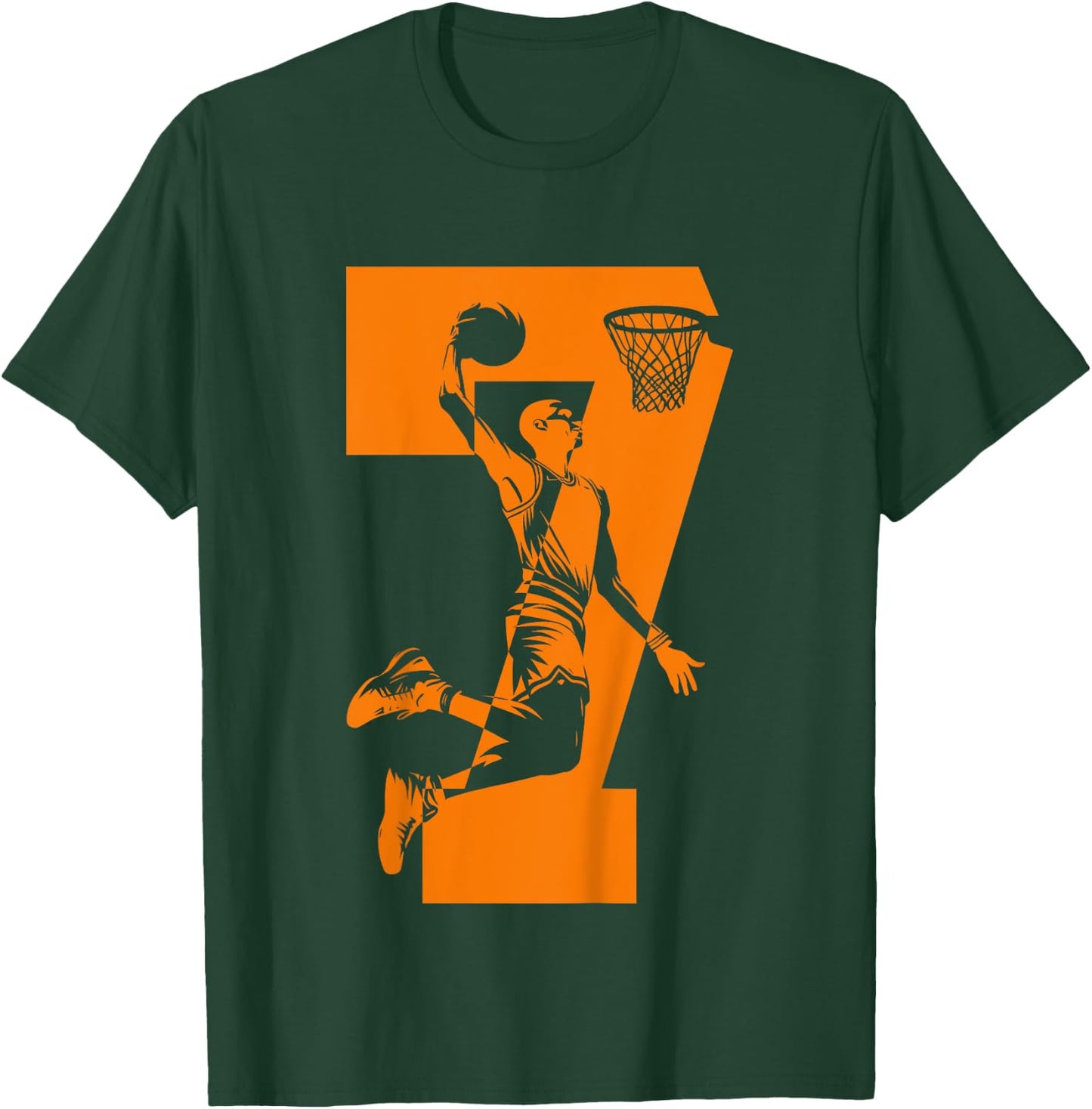 Kids NUMBER 7 BASKETBALL 7TH BIRTHDAY T-Shirt - T-Shirt | Forest