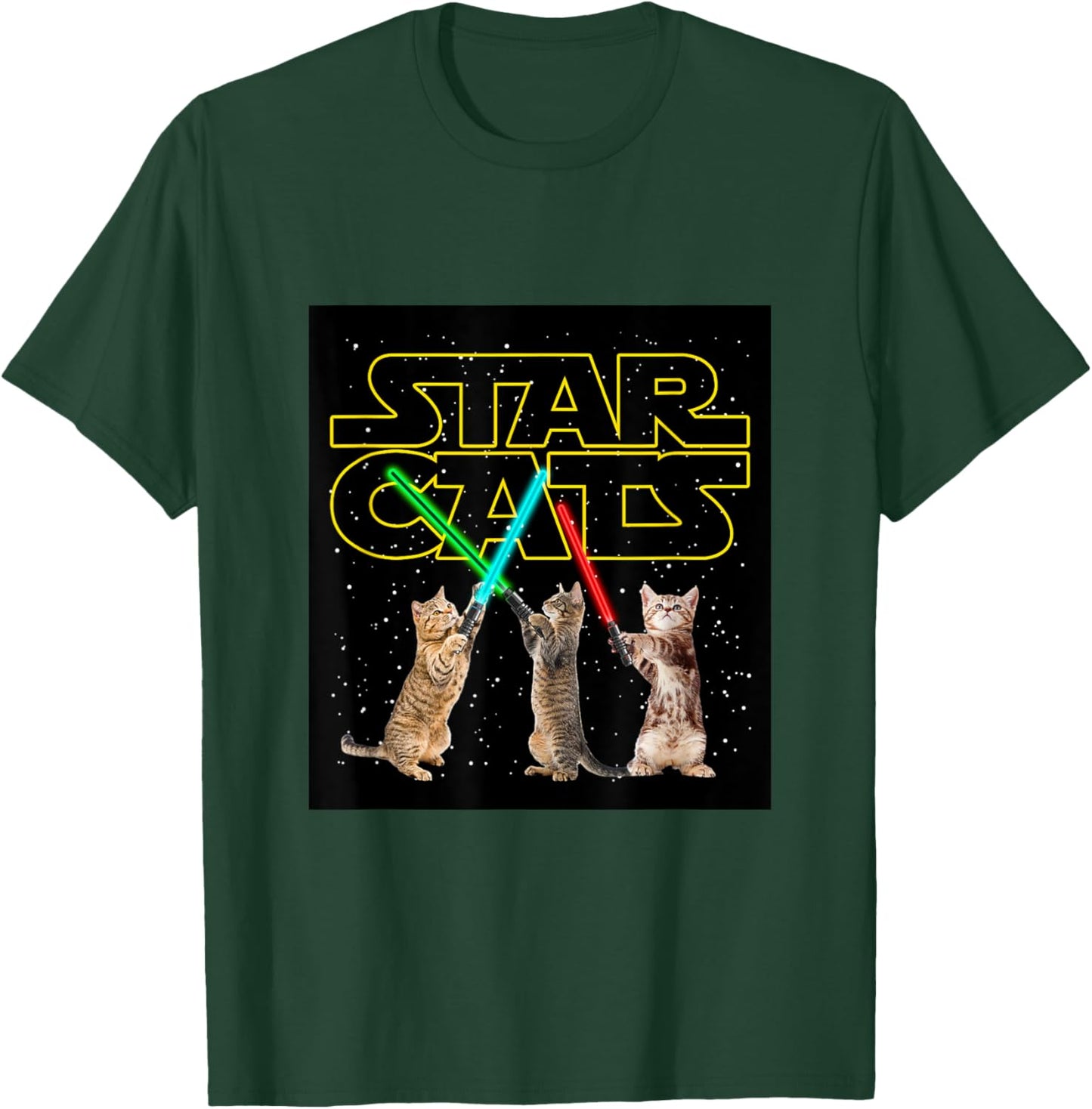 Cool Funny Cats Play in Space Cartoon Anime Graphic Designs T-Shirt - T-Shirt | Forest