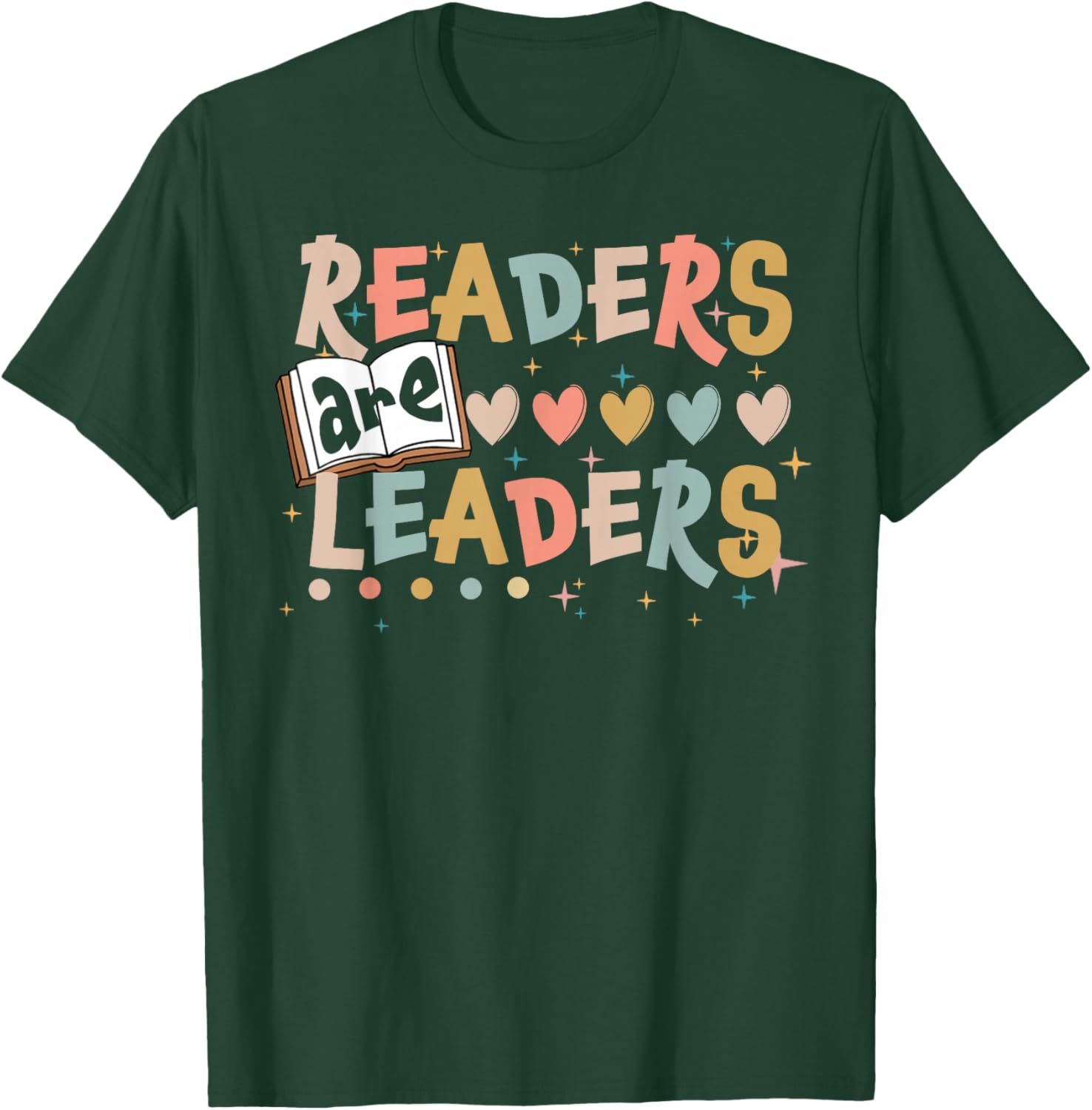 Retro Readers Are Leaders Cute Heart Back To School T-Shirt - T-Shirt | Forest