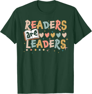 Retro Readers Are Leaders Cute Heart Back To School T-Shirt - T-Shirt | Forest