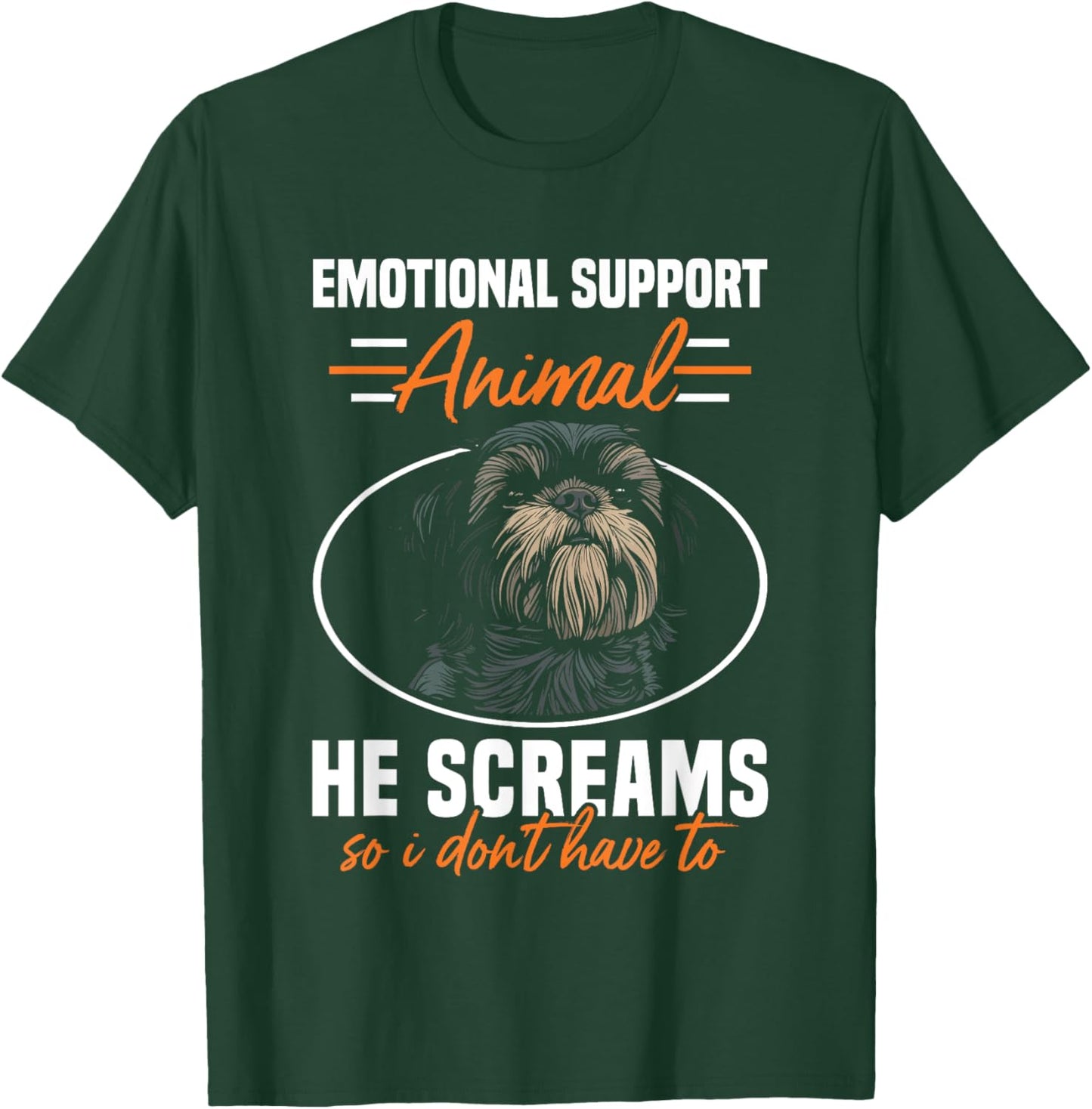 Emotional Support Animal Dog Breed Shih Tzu Dog Lover T-Shirt - T-Shirt | Forest