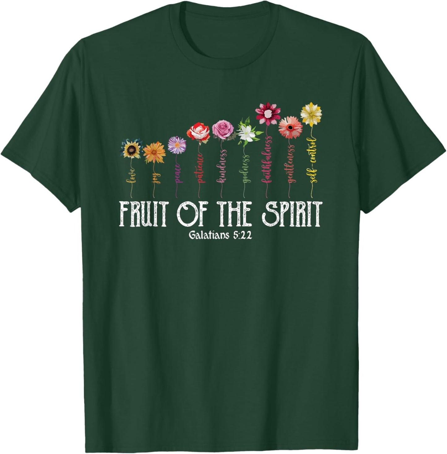 Fruit Of Spirit Floral Religious Christian T-Shirt - T-Shirt | Forest