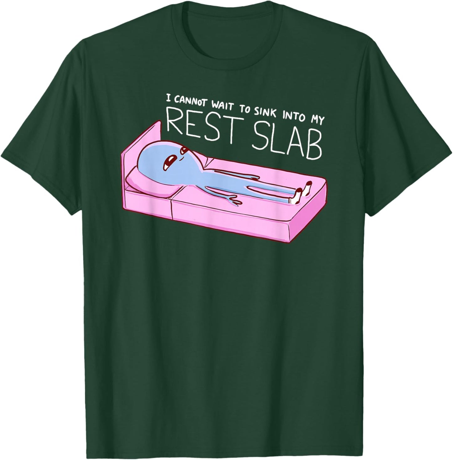 Threadless Nathan W. Pyle Strange Planet Rest Slab Graphic T-Shirt - T-Shirt | Forest